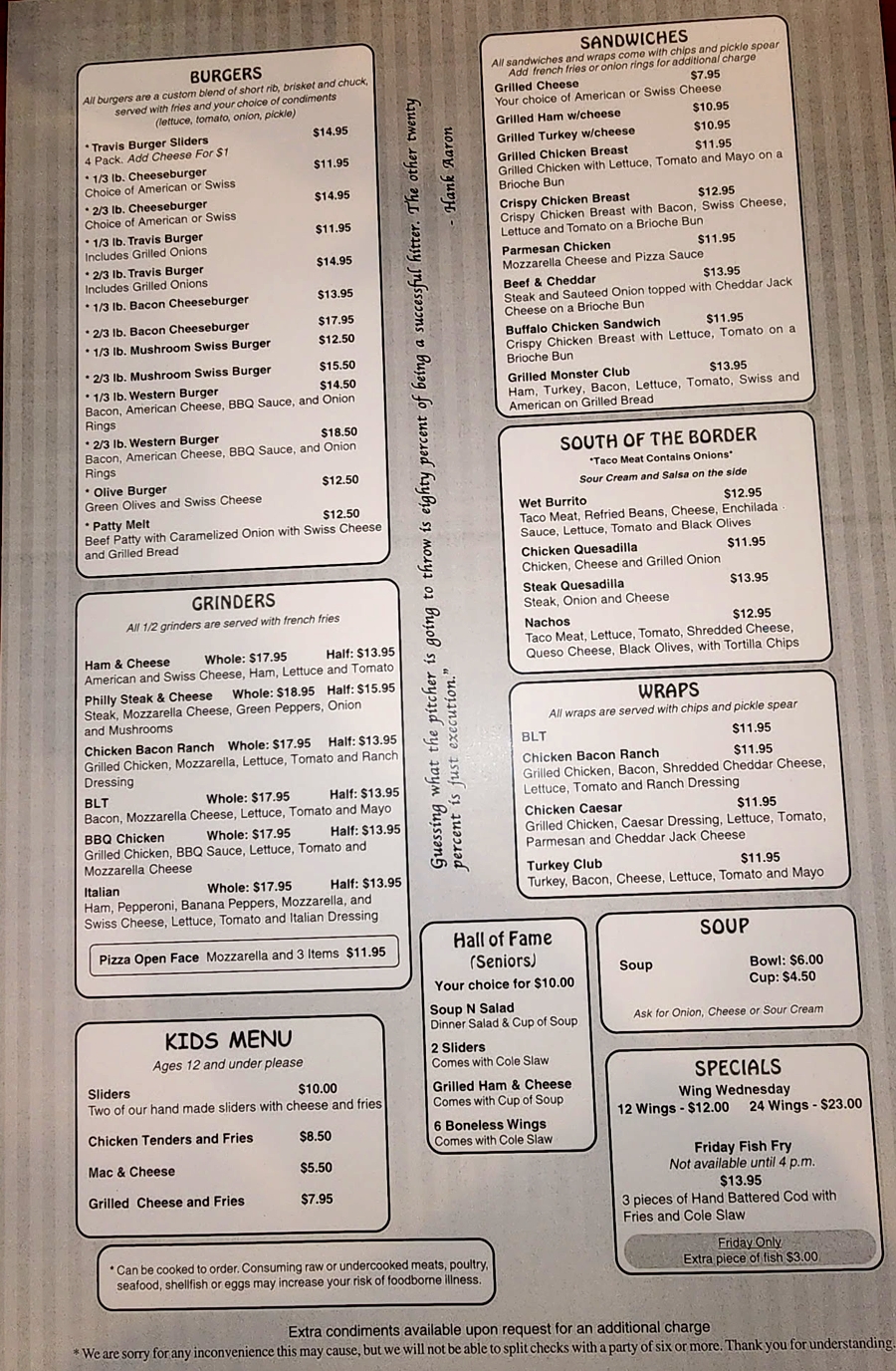 menu